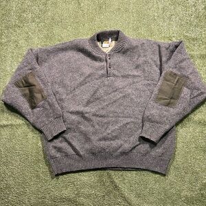 1990s Green 100% Wool Cabela’s Windstopper Sweater XXL